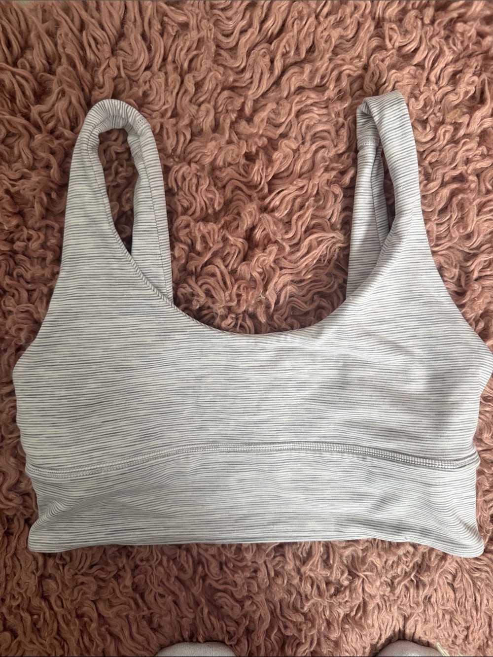 lululemon athletica Light Gray Striped Scoop Sports Bra - no padding - size 8